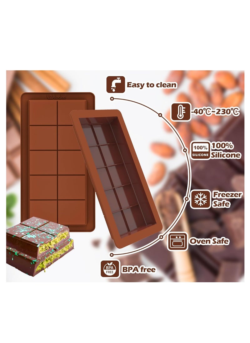 C.T.Z Deep Chocolate Bar Molds (2 Pack) – 1 Inch Deep for Large and Thick Stuffed Dubai Chocolate Bars, Big Chocolate Candy Bar Mold for Knafeh Pistachio Filling.  - Image 3