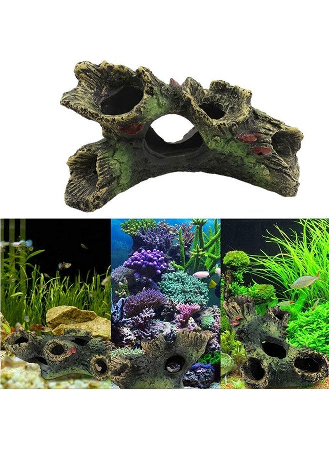 DoubleWood DoubleWood 2 PCS Decaying Trunk Betta Fish Driftwood Resin Crafts Ornament with Holes & Aquarium Caves Fish Tank Wood Decor - Image 2