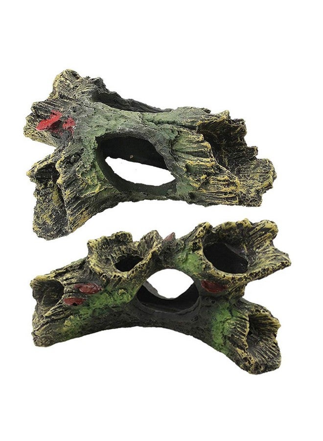 DoubleWood DoubleWood 2 PCS Decaying Trunk Betta Fish Driftwood Resin Crafts Ornament with Holes & Aquarium Caves Fish Tank Wood Decor - Image 1