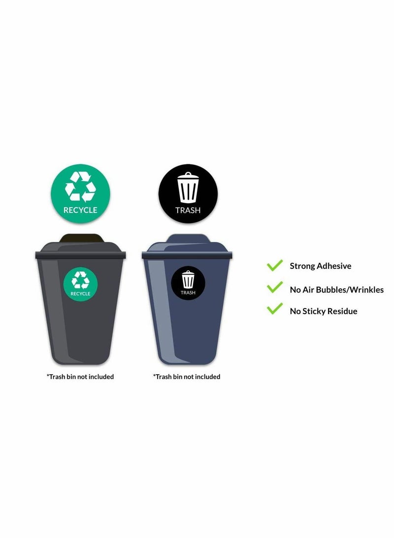 SOLARAE Recycle Pack of 6 Trash Bin Sticker 5" Round Logo Sign Decal Labels Self-Adhesive Vinyl Laminated Waterproof Environmental Trash Stickers for School Home Indoor Outdoor (Green/Black) - Image 3