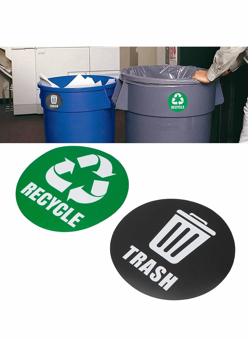 SOLARAE Recycle Pack of 6 Trash Bin Sticker 5" Round Logo Sign Decal Labels Self-Adhesive Vinyl Laminated Waterproof Environmental Trash Stickers for School Home Indoor Outdoor (Green/Black) - Image 2