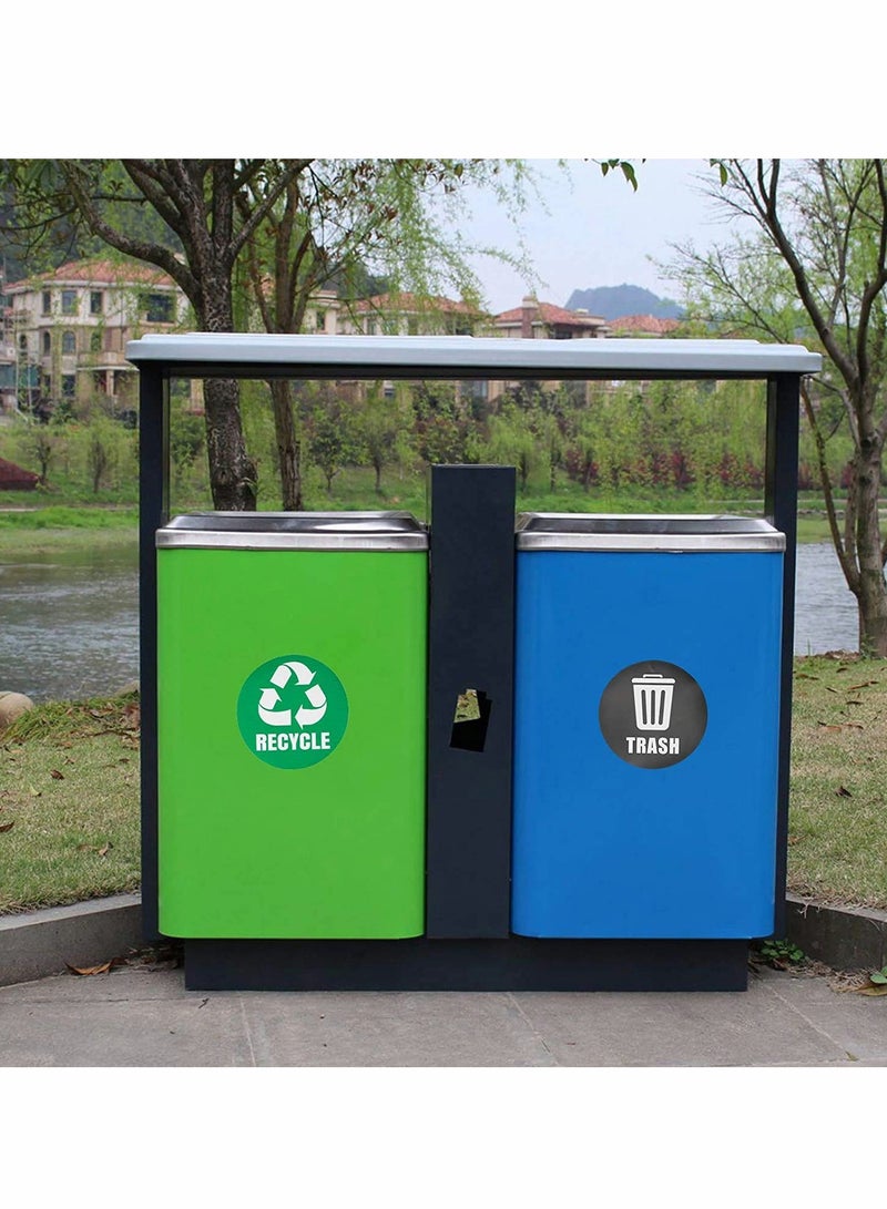 SOLARAE Recycle Pack of 6 Trash Bin Sticker 5" Round Logo Sign Decal Labels Self-Adhesive Vinyl Laminated Waterproof Environmental Trash Stickers for School Home Indoor Outdoor (Green/Black) - Image 4