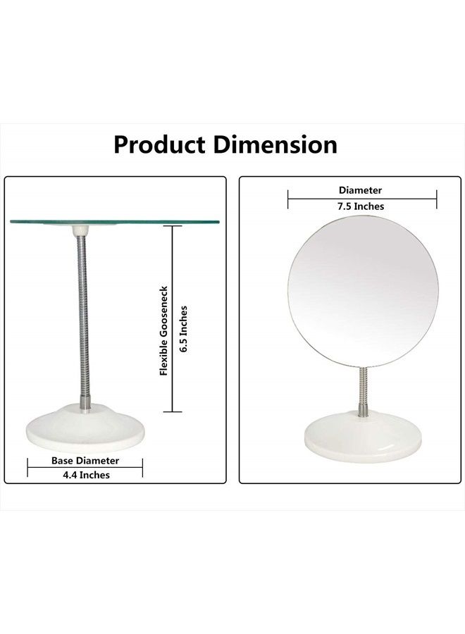 YEAKE Adjustable Flexible Gooseneck Makeup Mirror,360°Rotation Folding Portable Desk Vanity Mirror with Stand Shower Shaving Cosmetic Mirror Round Large - Image 2