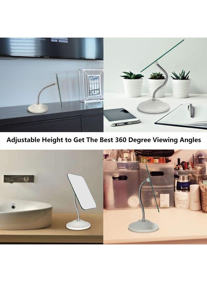 YEAKE Adjustable Flexible Gooseneck Makeup Mirror,360°Rotation Folding Portable Desk Vanity Mirror with Stand Shower Shaving Cosmetic Mirror Round Large - Image 4