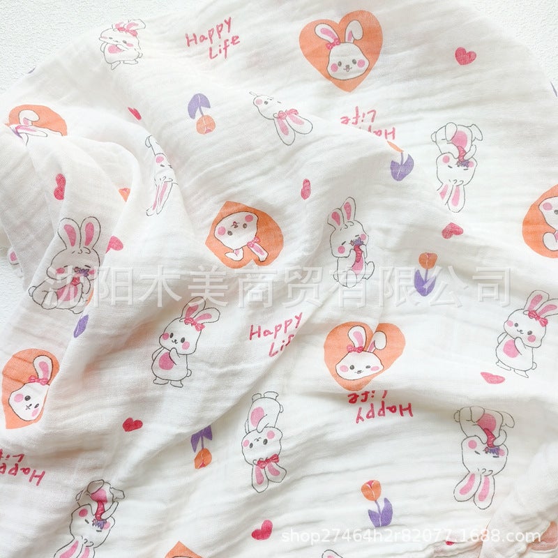 Newborn baby muslin gauze bath towel delivery room wrap swaddling towel boys and girls blanket quilt HUT Rabbit 