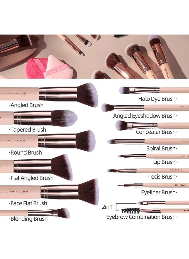 BS Mall Makeup Brushes Premium Synthetic Foundation Powder Concealers Eye Shadows Makeup 14 Pcs Brush Set, Pink Set, with Case - Image 5