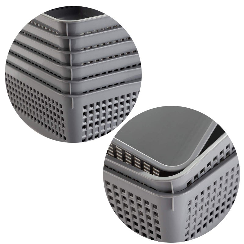 Aebeky A4 Size Plastic Paper Storage Trays,Desktop File Organizer Baskets,6-Packs (Grey) - Image 3