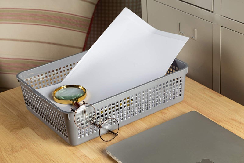Aebeky A4 Size Plastic Paper Storage Trays,Desktop File Organizer Baskets,6-Packs (Grey) - Image 5