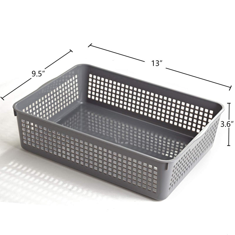 Aebeky A4 Size Plastic Paper Storage Trays,Desktop File Organizer Baskets,6-Packs (Grey) - Image 2