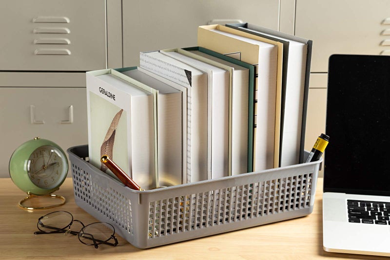 Aebeky A4 Size Plastic Paper Storage Trays,Desktop File Organizer Baskets,6-Packs (Grey) - Image 4