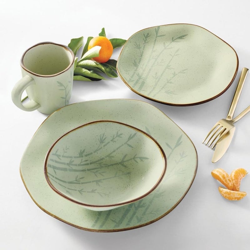 Oxford RyoBamboo Porcelain 16 Piece Dinnerware Set Service for 4 - Image 2