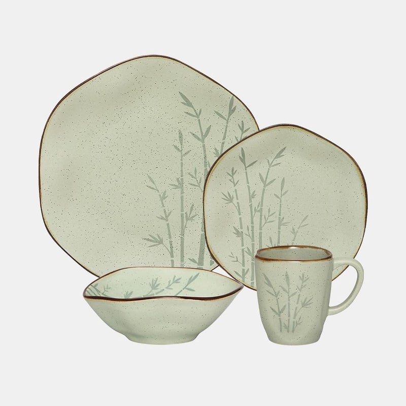 Oxford RyoBamboo Porcelain 16 Piece Dinnerware Set Service for 4 - Image 1
