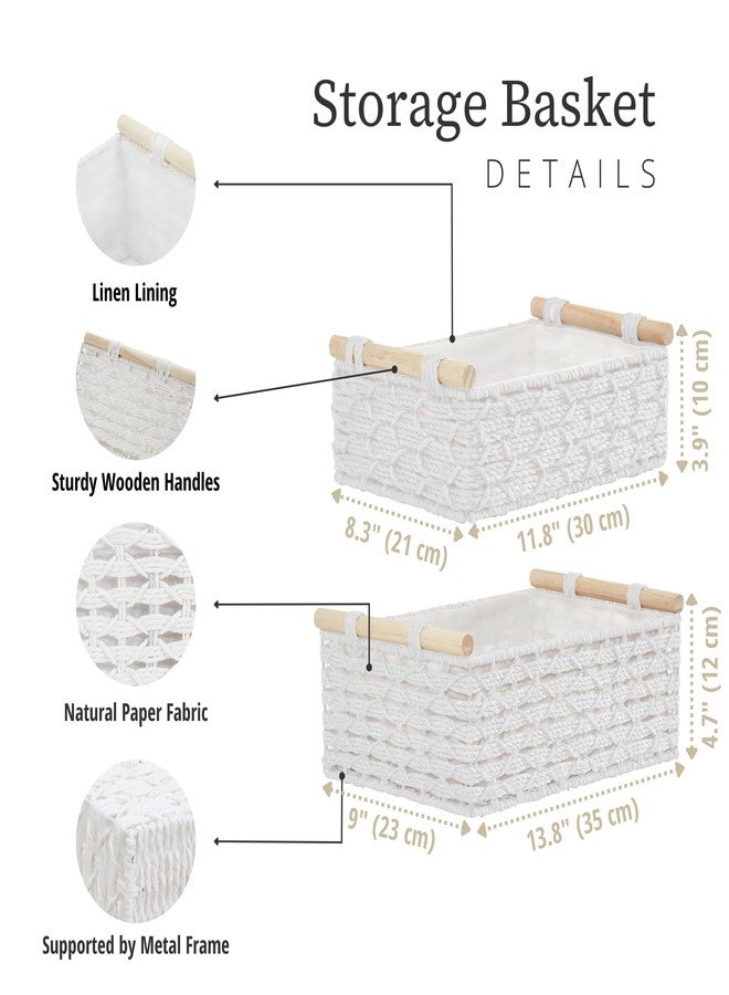 DECOMOMO White Wicker Baskets, Back of Toilet Basket, Bathroom Basket Organizer, Countertop, Home Decor (White, Set of 2) - Image 3