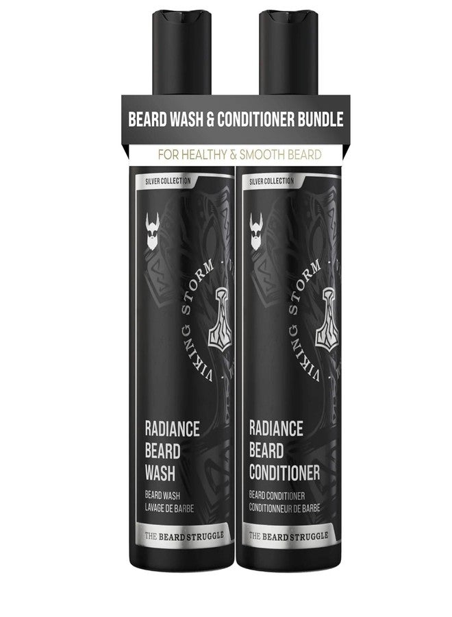 The Beard Struggle - Radiance Beard Wash & Conditioner Bundle - Silver Collection - Pack of 2, Viking Storm - Nourish, Cleanse, Softens, & Strengthens Beard - Beard Wash and Conditioner for Men - Image 1