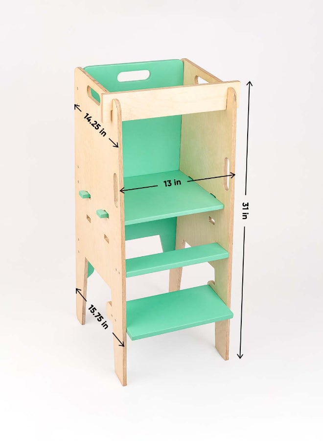 Curious Cub برج التعلم من خشب البتولا للأطفال - ستيب ستول مساعد مطبخ قابل للتعديل مع درابزين أمان - أساسيات مونتيسوري للاستقلال - مثالي لوقوف الأطفال من عمر 12 شهرًا إلى 5 سنوات - Image 5