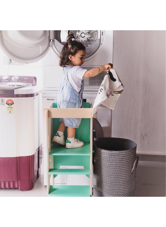 Curious Cub برج التعلم من خشب البتولا للأطفال - ستيب ستول مساعد مطبخ قابل للتعديل مع درابزين أمان - أساسيات مونتيسوري للاستقلال - مثالي لوقوف الأطفال من عمر 12 شهرًا إلى 5 سنوات - Image 4