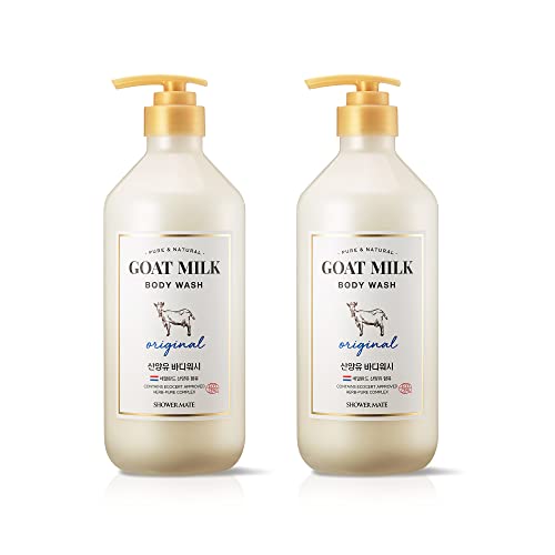 Shower Mate SHOWERMATE AEKYUNG Premium Goat Milk Body Wash Original For Smooth Sensitive Skin, Non-Irritation Mostiurizing PH Balancing Body Cleanser With Herb Pure Complex, 27 Fl Oz, Pack Of 2 - Image 1