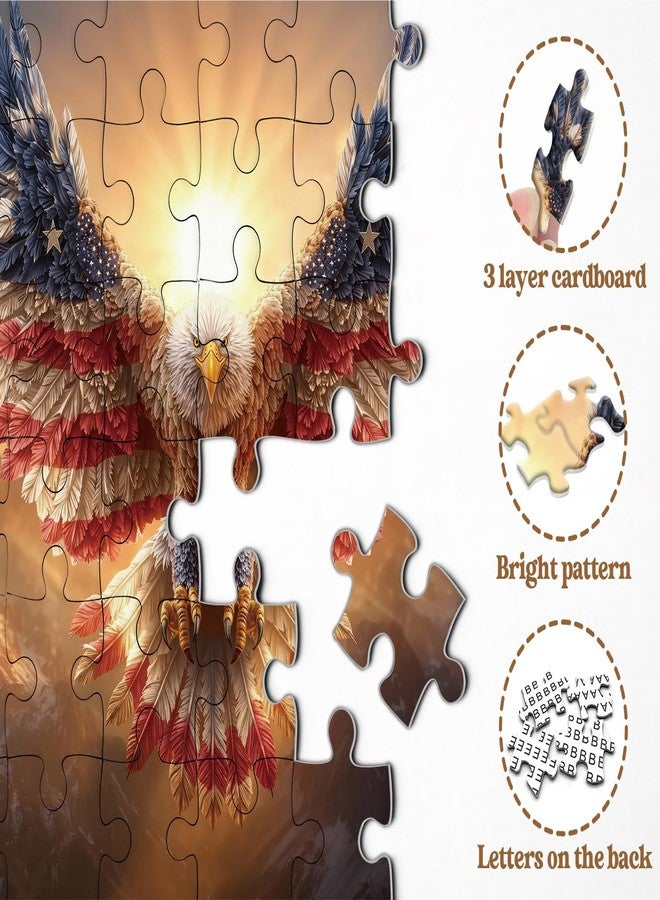 PPuzzling American Flag Eagle Puzzles for Adults 1000 Pieces, Nature Bird Bald Eagle Sunset Landscape Jigsaw Puzzle, Majestic Patriotic Freedom Wings Art Puzzle, Challenging United States Themed Puzzle - Image 4