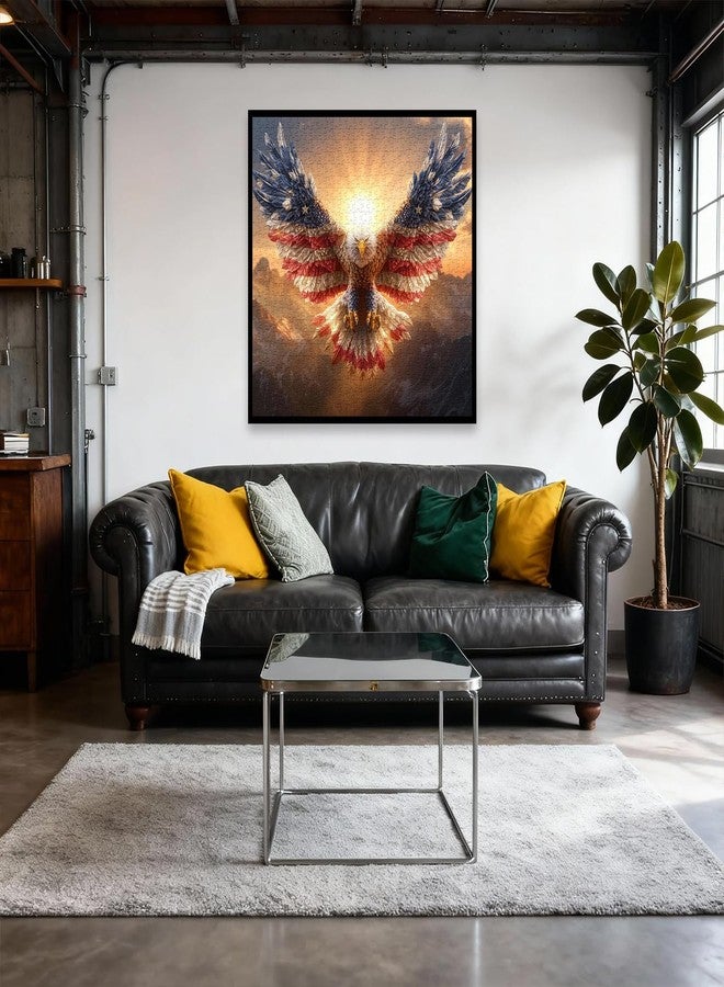 PPuzzling American Flag Eagle Puzzles for Adults 1000 Pieces, Nature Bird Bald Eagle Sunset Landscape Jigsaw Puzzle, Majestic Patriotic Freedom Wings Art Puzzle, Challenging United States Themed Puzzle - Image 5