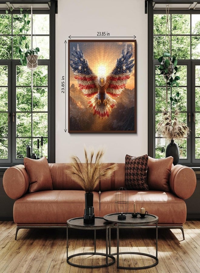 PPuzzling American Flag Eagle Puzzles for Adults 1000 Pieces, Nature Bird Bald Eagle Sunset Landscape Jigsaw Puzzle, Majestic Patriotic Freedom Wings Art Puzzle, Challenging United States Themed Puzzle - Image 3