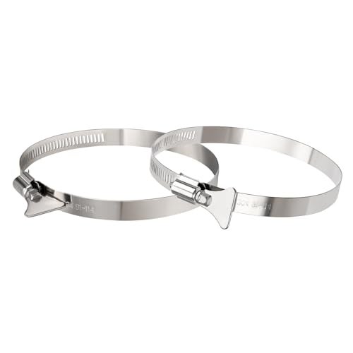 Suprom 2 Pcs 4 inch Hose Clamp, Adjustable 3 1/2"-4 1/2" Diameter 304 Stainless Steel Easy turn thumb Screw Worm Gear Hose Clamps For Securing Hose, Dryer, Automotive and Mechanical Applications - Image 1
