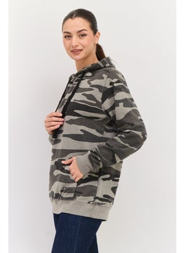 Burnside Women Hooded Camouflage Sweatshirts, Grey Combo  - Image 2