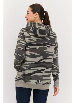 Burnside Women Hooded Camouflage Sweatshirts, Grey Combo  - Image 3