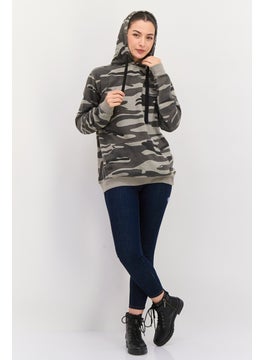 Burnside Women Hooded Camouflage Sweatshirts, Grey Combo  - Image 4