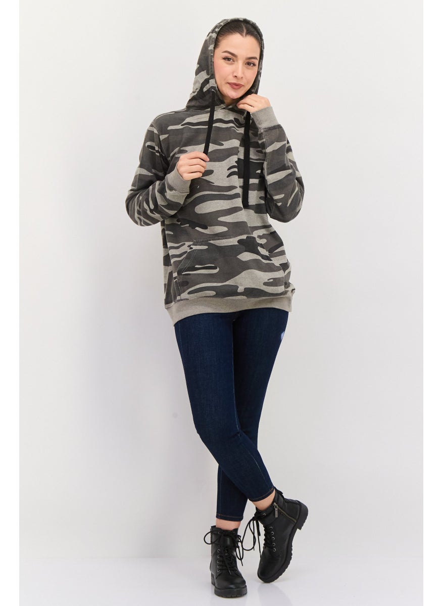 Burnside Women Hooded Camouflage Sweatshirts, Grey Combo  - Image 4