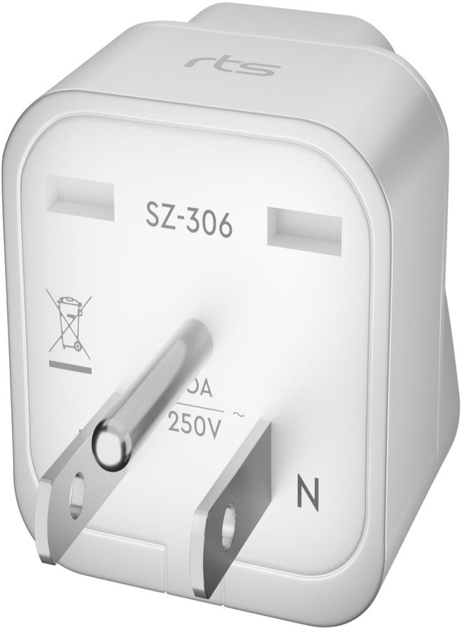 rts India US Converter Plug, India to USA, Canada & More - Type B Universal Travel Adapter Plug Compatible India to USA, Canada, Mexico, Japan, Thailand, Brazil, Philippines, Cuba, Taiwan (White) - Image 1