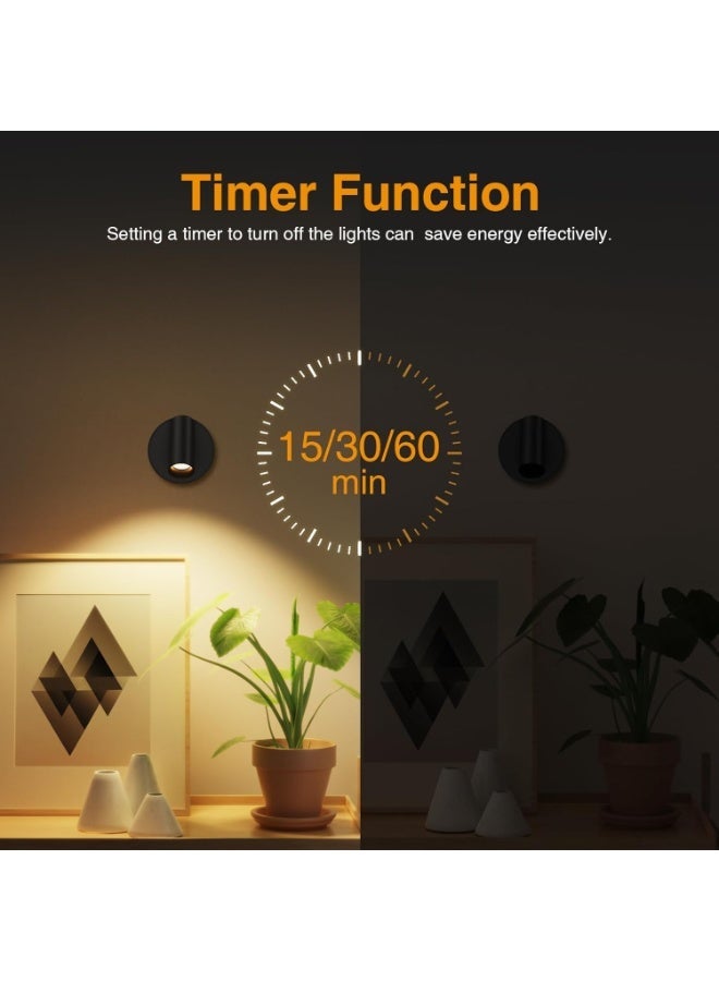 Wireless LED wall-mounted spotlight, battery operated, black magnetic wall lamp for bedside and bedroom, spotlight for artwork and living room, 350° rotation - Image 3