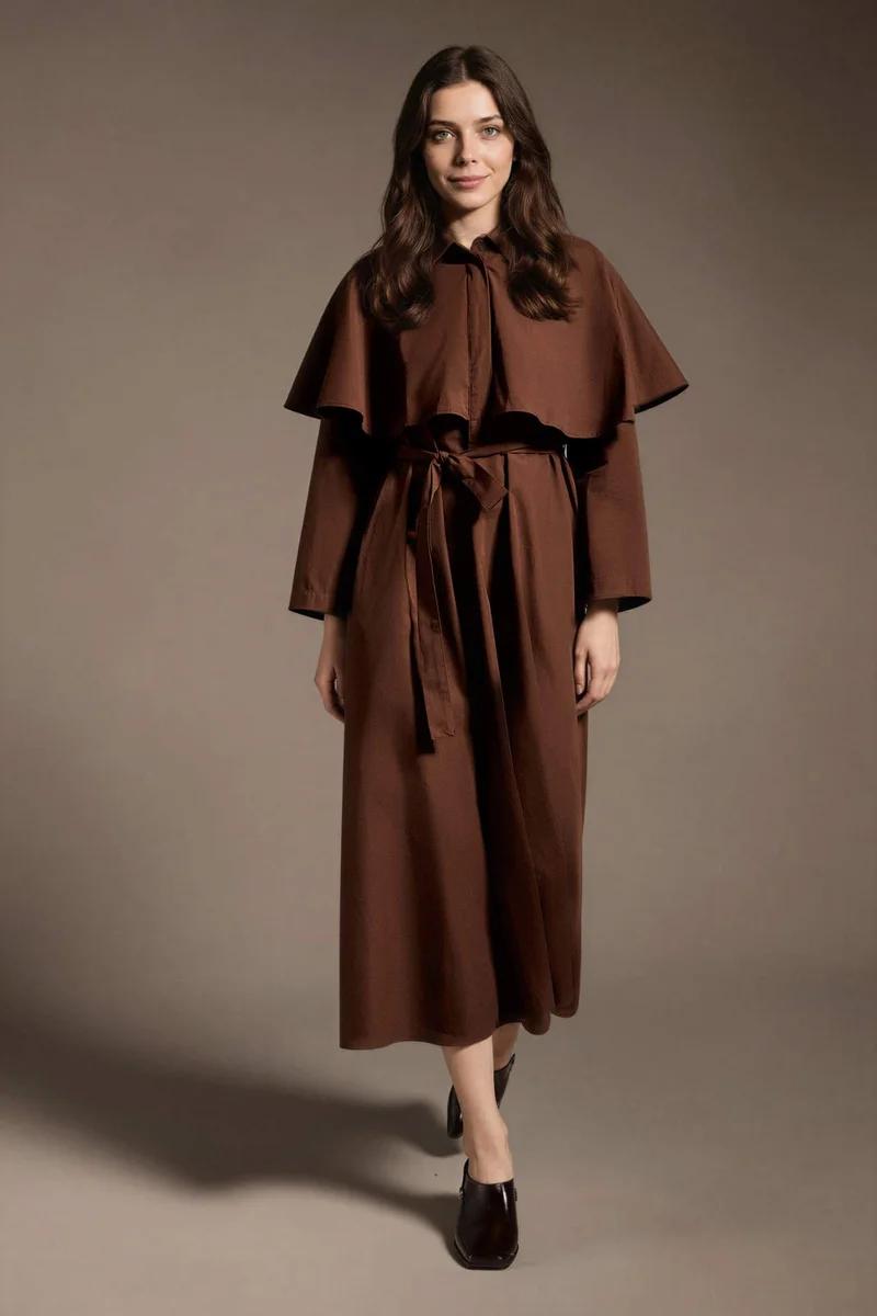 ديفاكتو Regular Fit Shirt Collar Poplin Dress