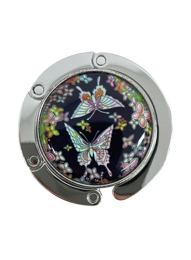 Store-Play Nacre Inlay Mother of Pearl Butterfly Flower Design Foldable Table Purse Caddy Portable Handbag Holder Bag Hanger Hook Table - Image 1