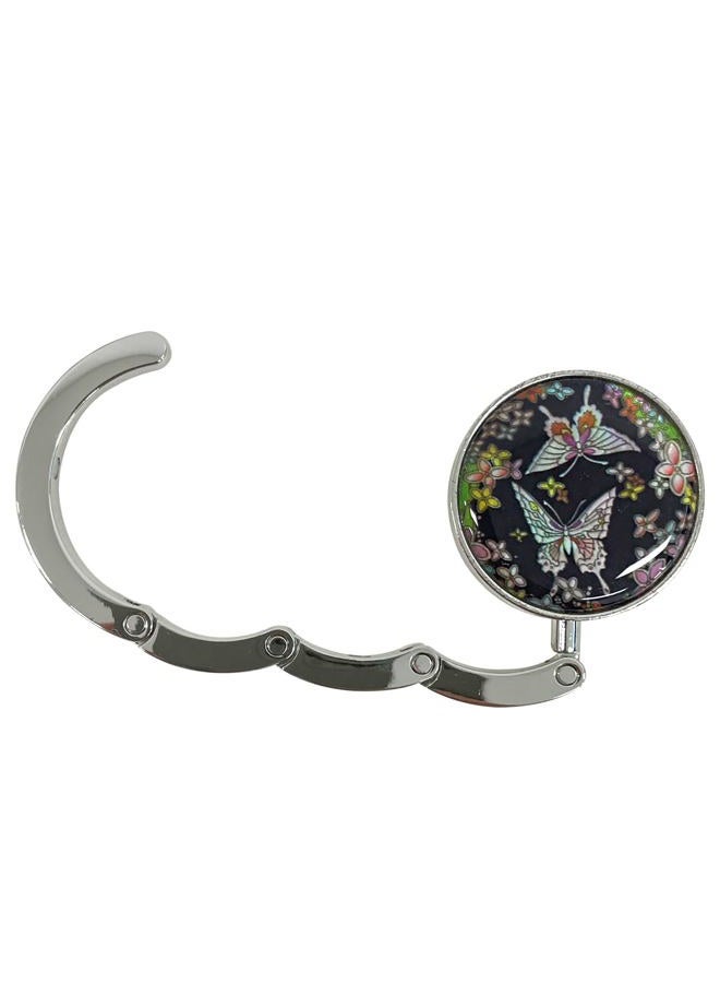 Store-Play Nacre Inlay Mother of Pearl Butterfly Flower Design Foldable Table Purse Caddy Portable Handbag Holder Bag Hanger Hook Table - Image 3