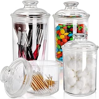 DEAYOU 4 Pack Clear Plastic Jars, Plastic Storage Jar with Lid, Candy Cookie Container for Vanity,33 Oz/23 Oz/13 Oz - Image 1