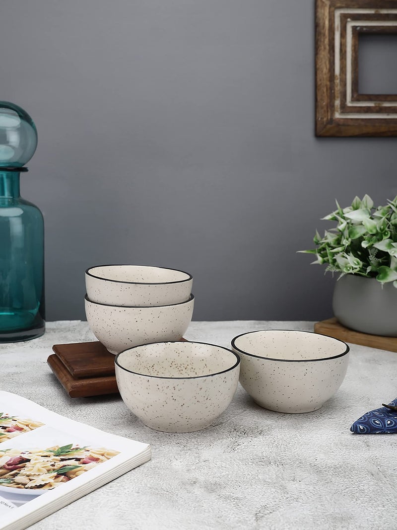 miah decor Handcrafted Gaura Collection- Stoneware Dinner Bowls -Set of 4 - Image 1