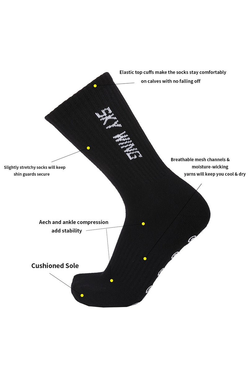 SKY WING Men's Grip Soccer Socks Anti Slip Athletic Socks Non Slip Football Socks with Grip Pads - Image 3