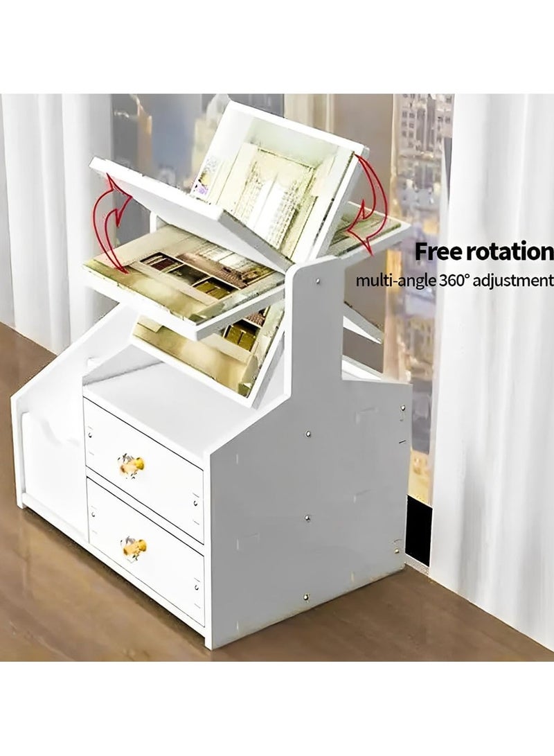 Festive Gallery Makeup Storage Box, White Square Mirror Desktop Cosmetic Organizer, Drawer Type Holding Box, Lipsticks Skincare Brushes Lotions Stationery Jewelry Container, 40 * 20 * 14cm - Image 5