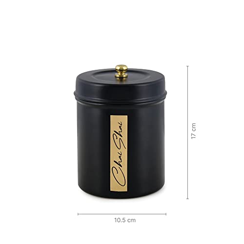 Elan Stainless Steel Round Chai Shai/Chini Shini Canister 800ml each, Stainless Steel Square Container for Kitchen Rack, Food Storage Jar, Kitchen Grocery Organizer (Black) - Image 5