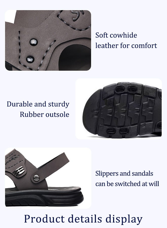 Men's cowhide leather sandal with soft, breathable and anti-slip sole  - Image 3