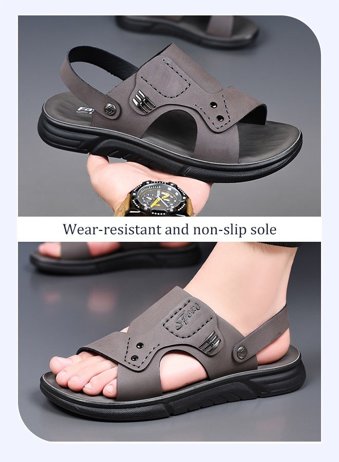 Men's cowhide leather sandal with soft, breathable and anti-slip sole  - Image 2