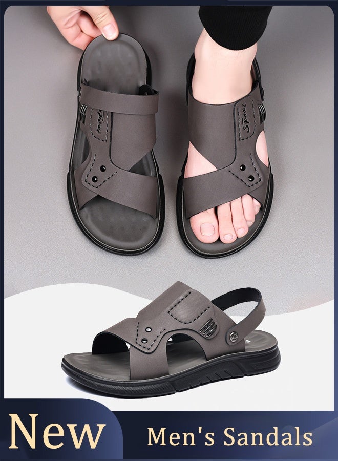 Men's cowhide leather sandal with soft, breathable and anti-slip sole  - Image 1
