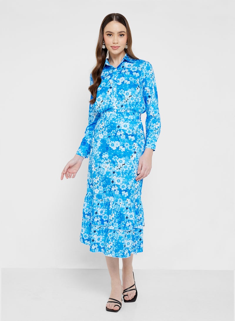 ELLA Printed Shirt & Skirt Set - Image 5