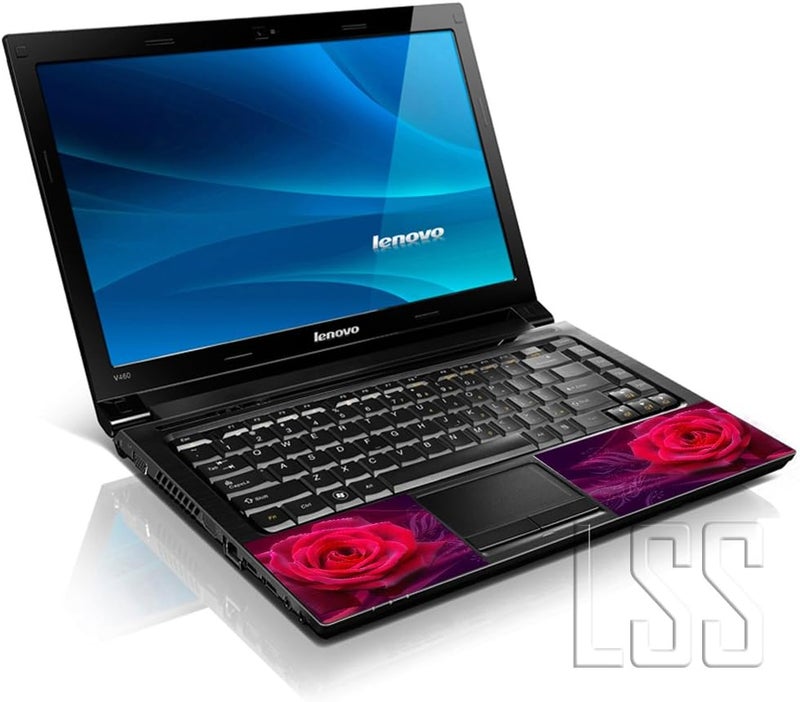 إل أس أس غطاء جلد لابتوب 17-17.3 بوصة مع نقش وردة وردية وزهور ملونة لـ HP وDell وLenovo وApple وAsus وAcer وCompaq - يناسب 16.5 و17 و17.3 و18.4 و19 بوصة (وسادتان للمعصم مجانًا) - Image 2