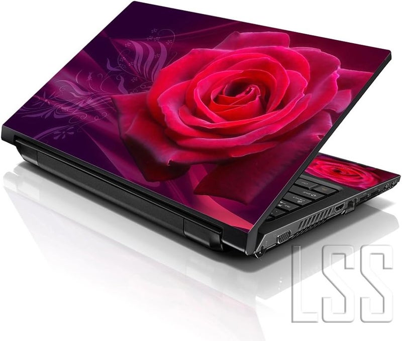 إل أس أس غطاء جلد لابتوب 17-17.3 بوصة مع نقش وردة وردية وزهور ملونة لـ HP وDell وLenovo وApple وAsus وAcer وCompaq - يناسب 16.5 و17 و17.3 و18.4 و19 بوصة (وسادتان للمعصم مجانًا) - Image 1