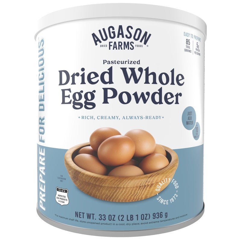Augason Farms Dried Whole Egg Powder Can - Pasteurized Eggs for Kitchen use, Baking meals & Daily use - Emergency Food Storage - Long Shelf Life Powdered Eggs - 85 Servings - Image 1