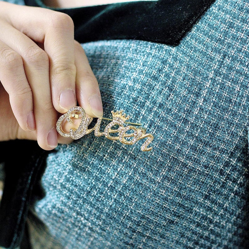 ROFARSO Queen Crown Brooch Pins for Women Girls Party Fashion Feminist Rhinestone Crystal Lapel Pin Accessories - Image 3