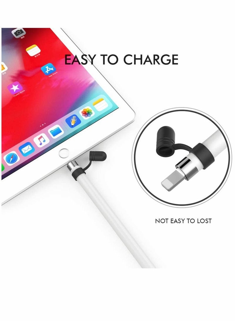 SYOSI Cap Cover Replacement For Apple Pencil 1st Generation Cap Holder Anti Lost Strap Silicone Protective Cap Cover Silicone Protective Accessories For Apple Pencil (3 Pack White Black Blue) - Image 3