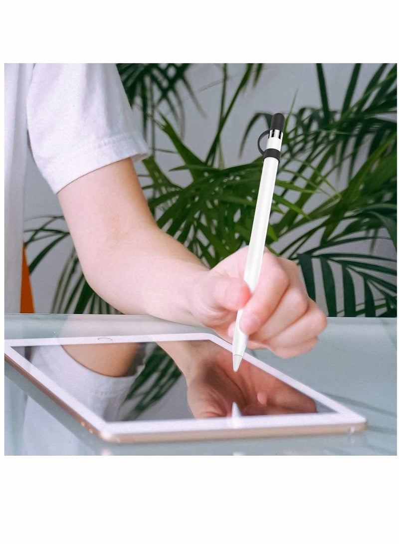 SYOSI Cap Cover Replacement For Apple Pencil 1st Generation Cap Holder Anti Lost Strap Silicone Protective Cap Cover Silicone Protective Accessories For Apple Pencil (3 Pack White Black Blue) - Image 5