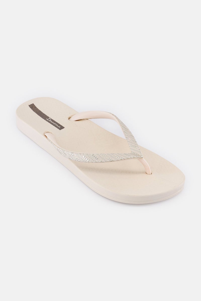 Ipanema Women Slip On Brand Logo Slippers, Beige - Image 1